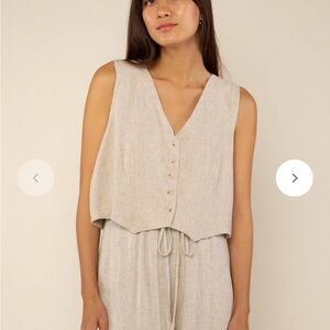 Elegant Beige Sleeveless Linen Vest